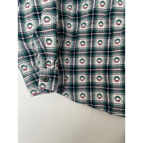 Vintage 90s Westbound Christmas Wreath Women's Flannel Size M - Picture 3 of 6